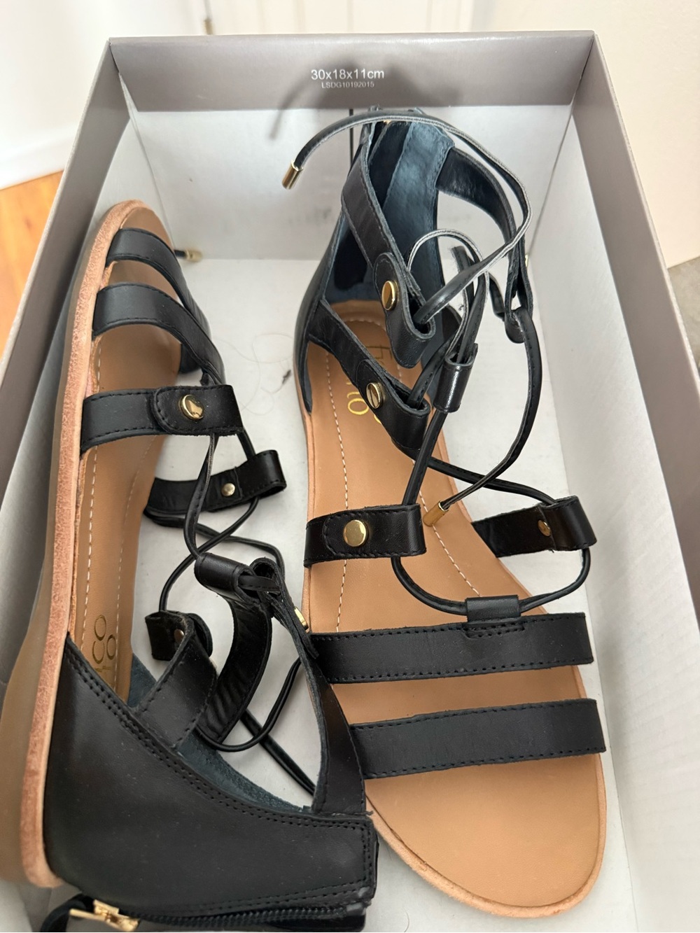 Franco Sarto Black Strappy Lace-Up Gladiator Sandals